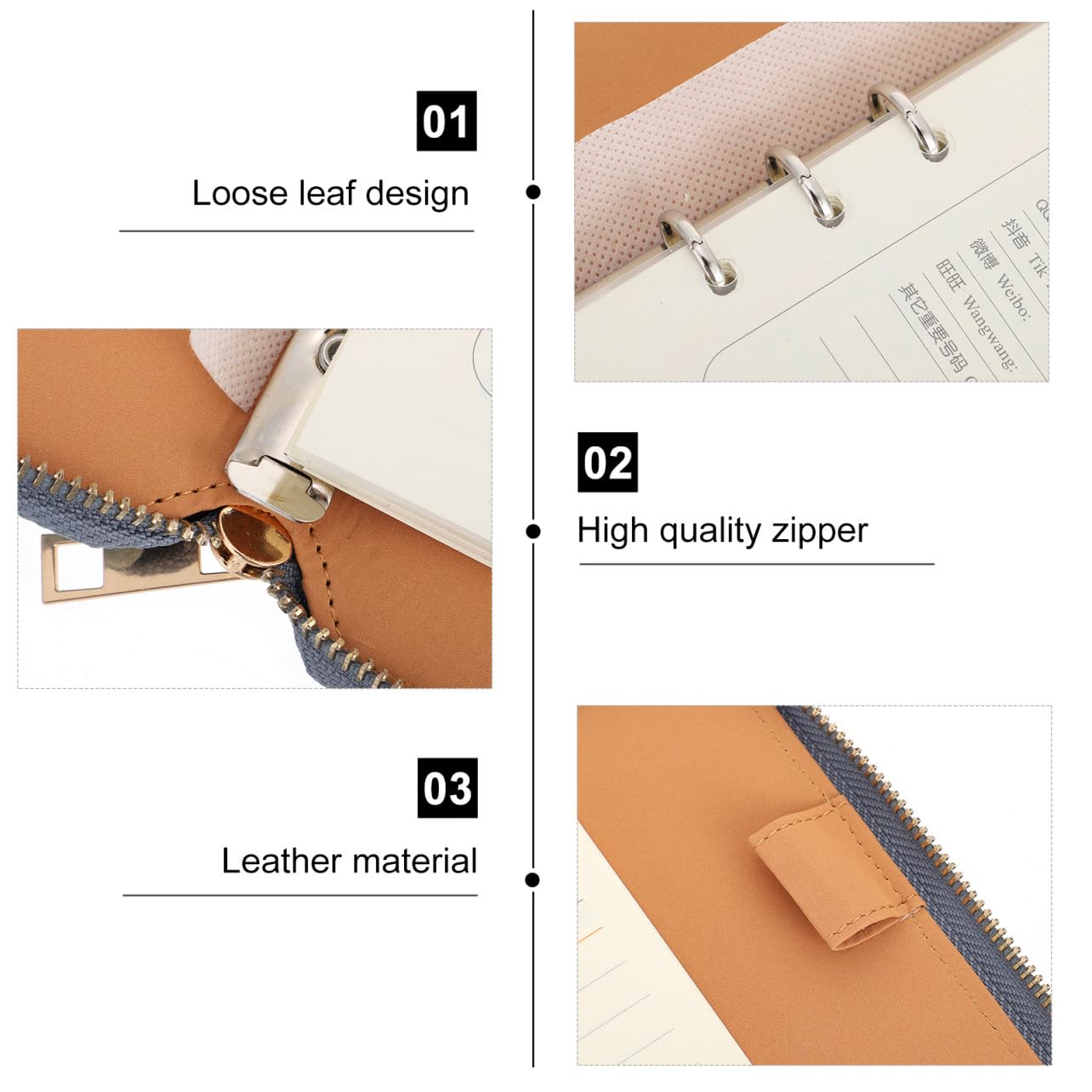 Carnet de Notes de Planification A5 Bleu en Papier et Cuir, Style Simple