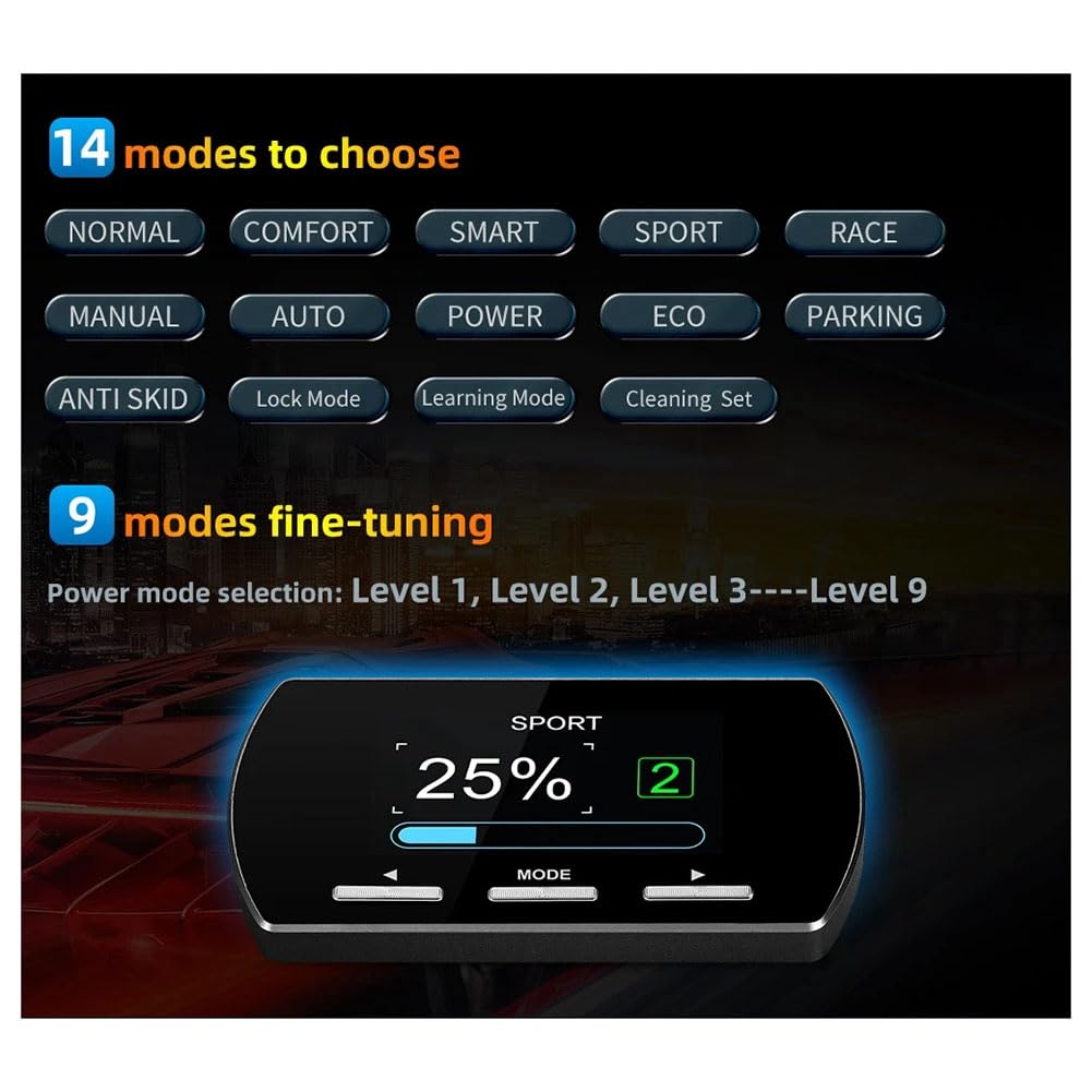 RéGlage D'AccéLéRateur de ContrôLeur D'AccéLéRateur éLectronique de Voiture pour Voiture 9 Lecteurs 5 Modes AccéLéRateur de Course Puissant Booster (C)