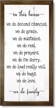 Frame Family Sign Wall Decor - House Rules, In This House We Do Family, Wall Decor for Home Warming Gifts