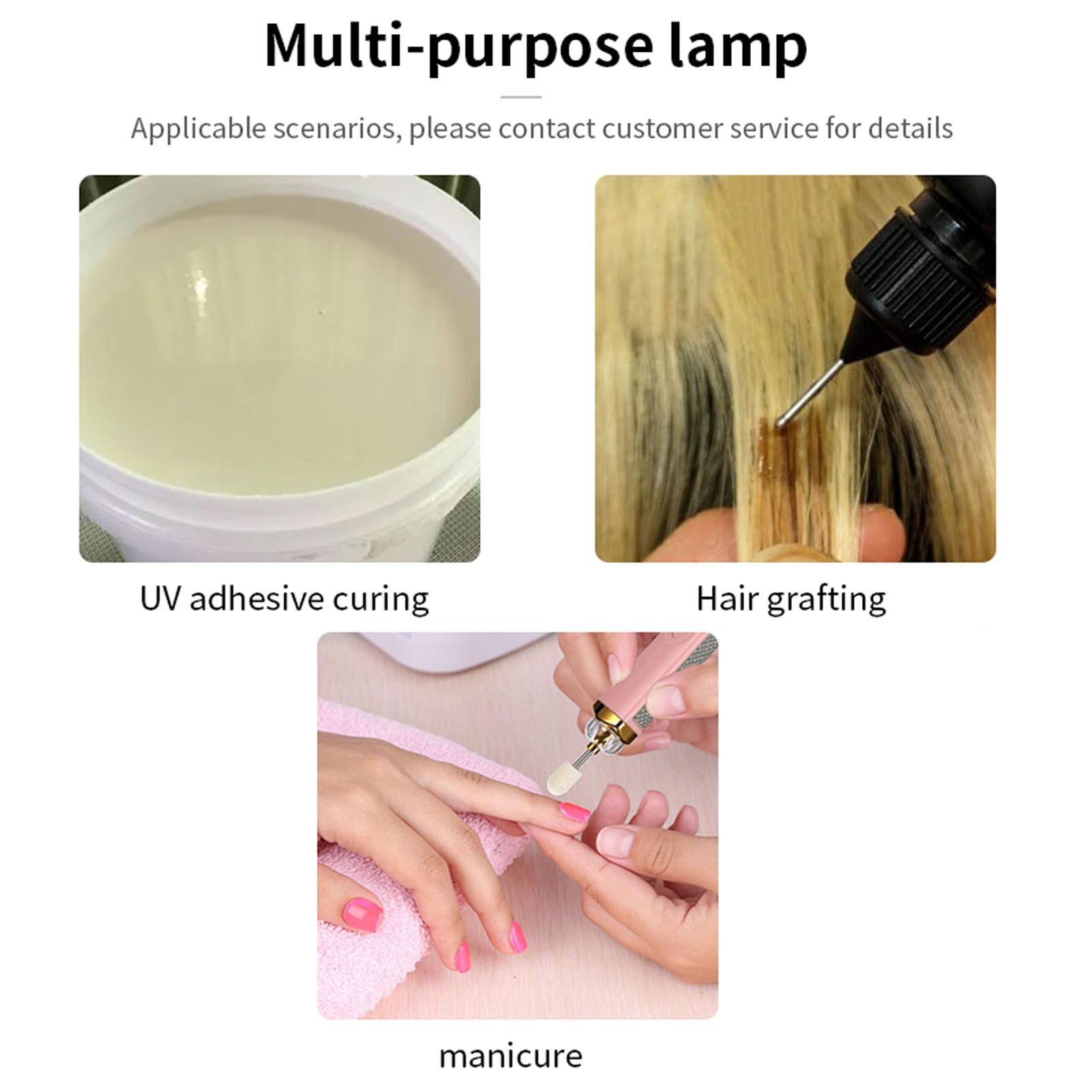 V Kit de Extensión de Cabello Ligero, Lámpara de Extensión de Cabello de Curado Rápido de 395 Nm, V Light Hair Extension Machine con Batería Recargable de 3000 MAh, Lámpara LED V