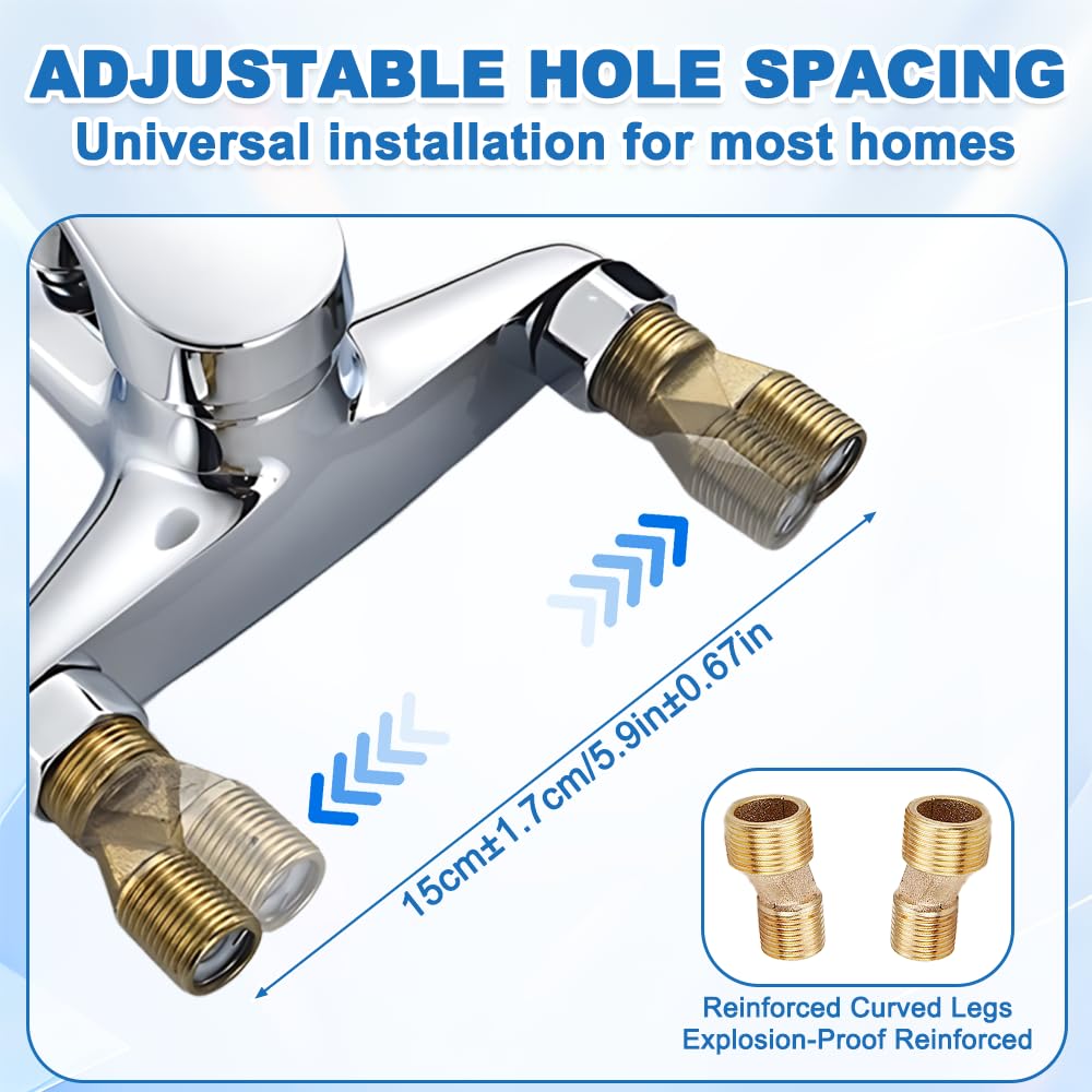 Grifo Bañera y Ducha, HOVCEH Grifo Ducha de Tamaño Ajustable 13,5-17,5 cm, Monomando Duchas de Aleación de Zinc para Duchas y Bañera