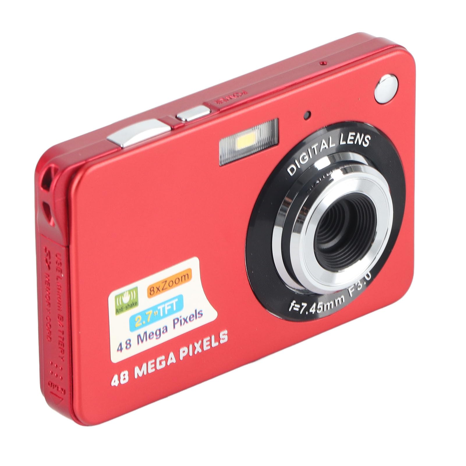 Aparat Cyfrowy, 48MP 4K Anti Shake Cyfrowy Aparat Fotograficzny Obsługa Karty Pamięci 128 GB, 8-krotny Zoom z 2,7-calowym Wyświetlaczem LCD, C3 48 Czerwony