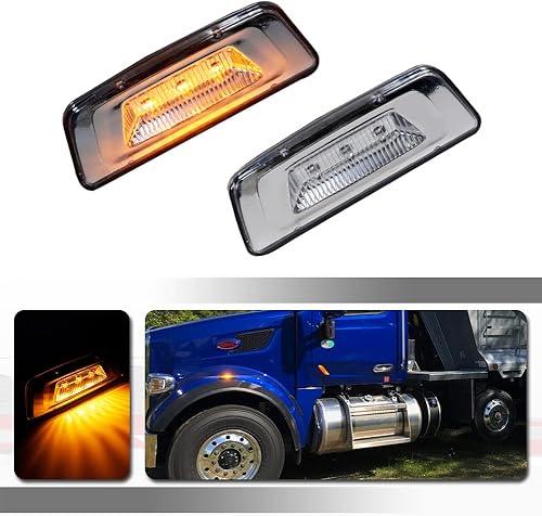 Tonsya Para Kenworth T680 2013-2017 Kenworth T700 2011-2015, Kenworth T880 2014-2015, Peterbilt 567 ámbar LED lente ámbar parachoques delantero lado