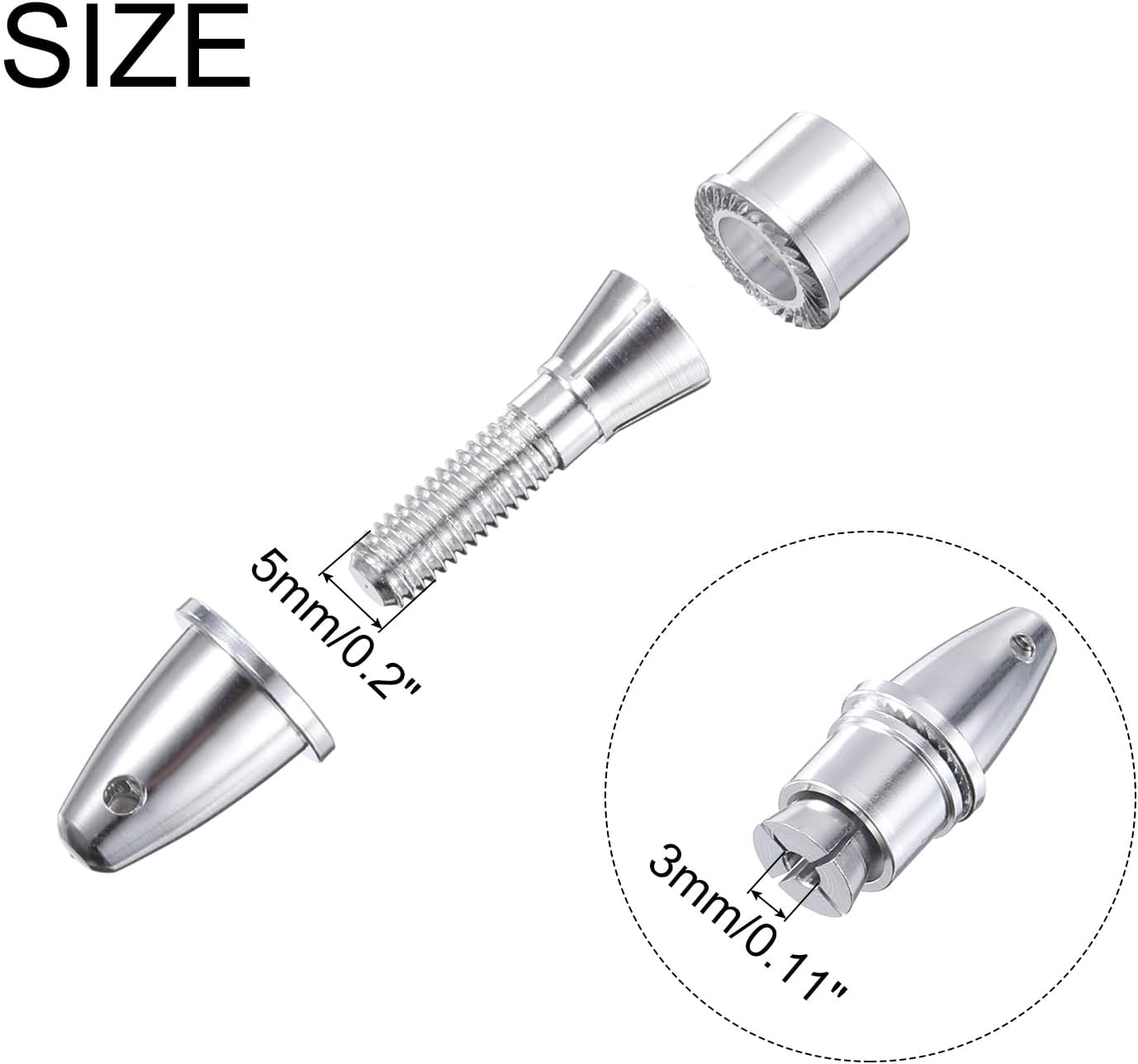 MECCANIXITY RC Plane Airplane Spinners Propeller Adapter, 3mm Aperture and 5mm Output Axle Propeller Adapter Saver for Shaft Brushless Motor Speed Controllers, Pack of 6