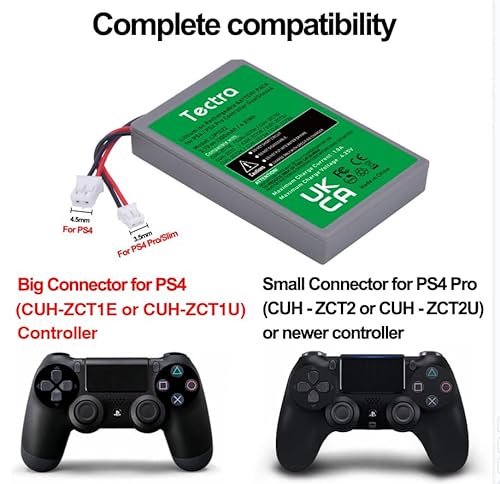 Tectra 2-Pack Lip1522 Battery For Sony Playstation 4 Ps4 Slim Pro Dualshock 4 Cuh-Zct1E Cuh-Zct1H Cuh-Zct1U Cuh-Zct2 Cuh-Zct2U Wireless Controller  thumb #2