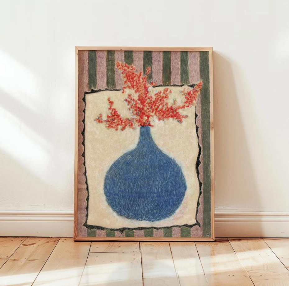 Tableau sur toile pastel éclectique nature morte botanique THeirmoN 60x90cm