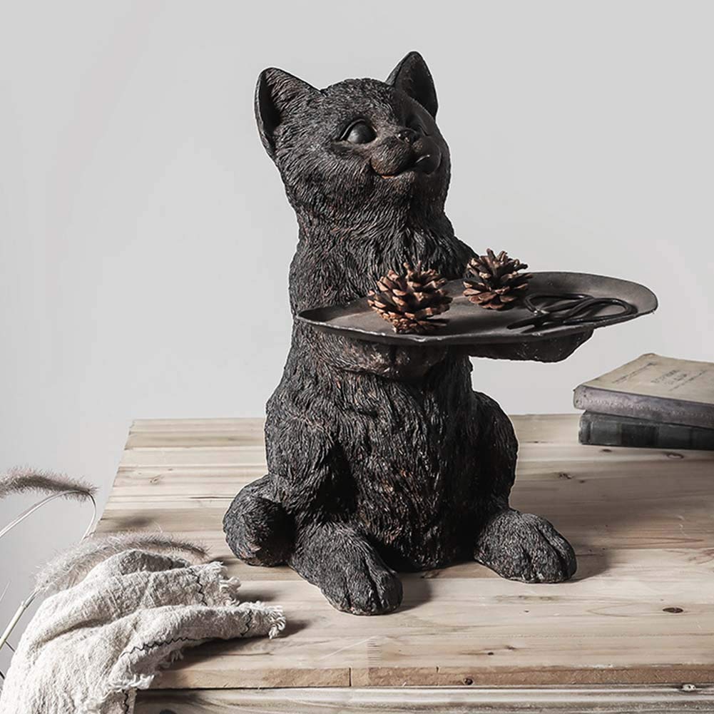 Statua di Gatto Statuetta in Resina Scultura Animale Artigianale Squisita Decorazione Ornamento Statuetta da Collezione per la Casa,A