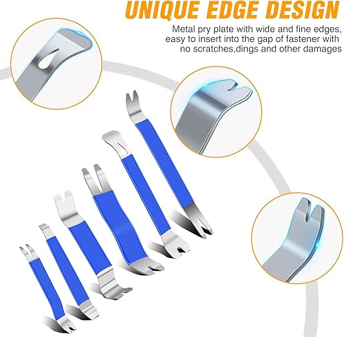 Miniatura 114 de GOOACC Kit de 5 piezas de herramientas para remover los clips de molduras de puertas y tablero de audio del automóvil sin rayar Azul