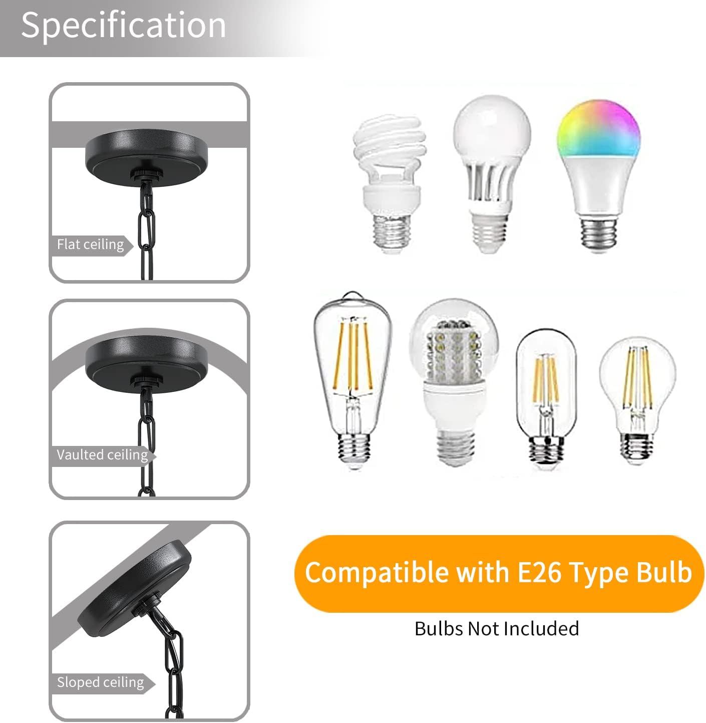 Baunoisk Black Metal & Crystal Pendant Light - Kitchen Island, Dining Room, Bedroom - 9.4" x 56.7" - 500 Lumen - 60W LED - Touch Control - Black Finish