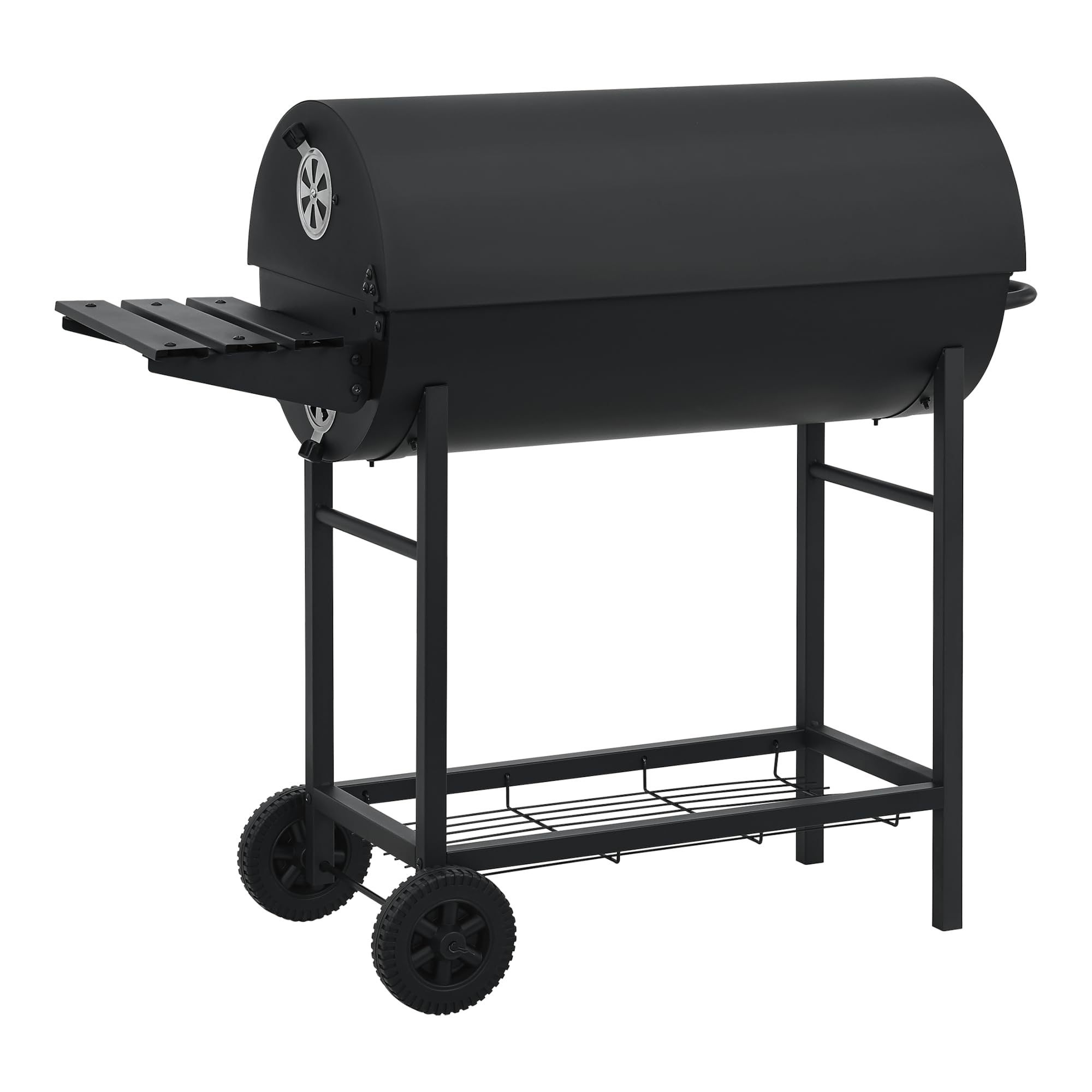 casa.pro Grill na kółkach Armento grill na węgiel drzewny z pokrywką, ruszt do grillowania z emaliowanej stali nierdzewnej, grill ogrodowy, 2 koła, termometr w pokrywie, 95 x 108 x 61 cm, czarny