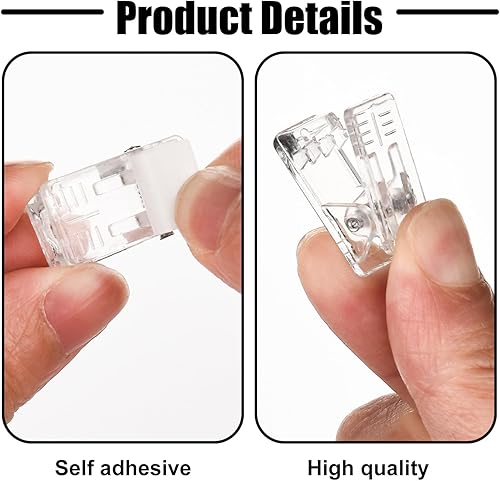 Miniatura 9 de Clips autoadhesivos para colgar en la pared, 40 clips de pared adhesivos para colgar y organizar fácilmente, ideal para encuadernar papeles y