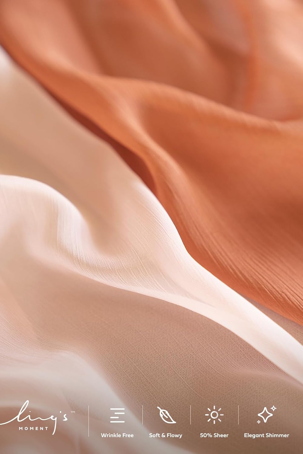 Ling's Moment Terracotta & Nude Pink Silky Crinkle Chiffon Like Table Runner 30" x 120" (Set of 2) Burnt Orange for Wedding Party Bridal Shower Decoration