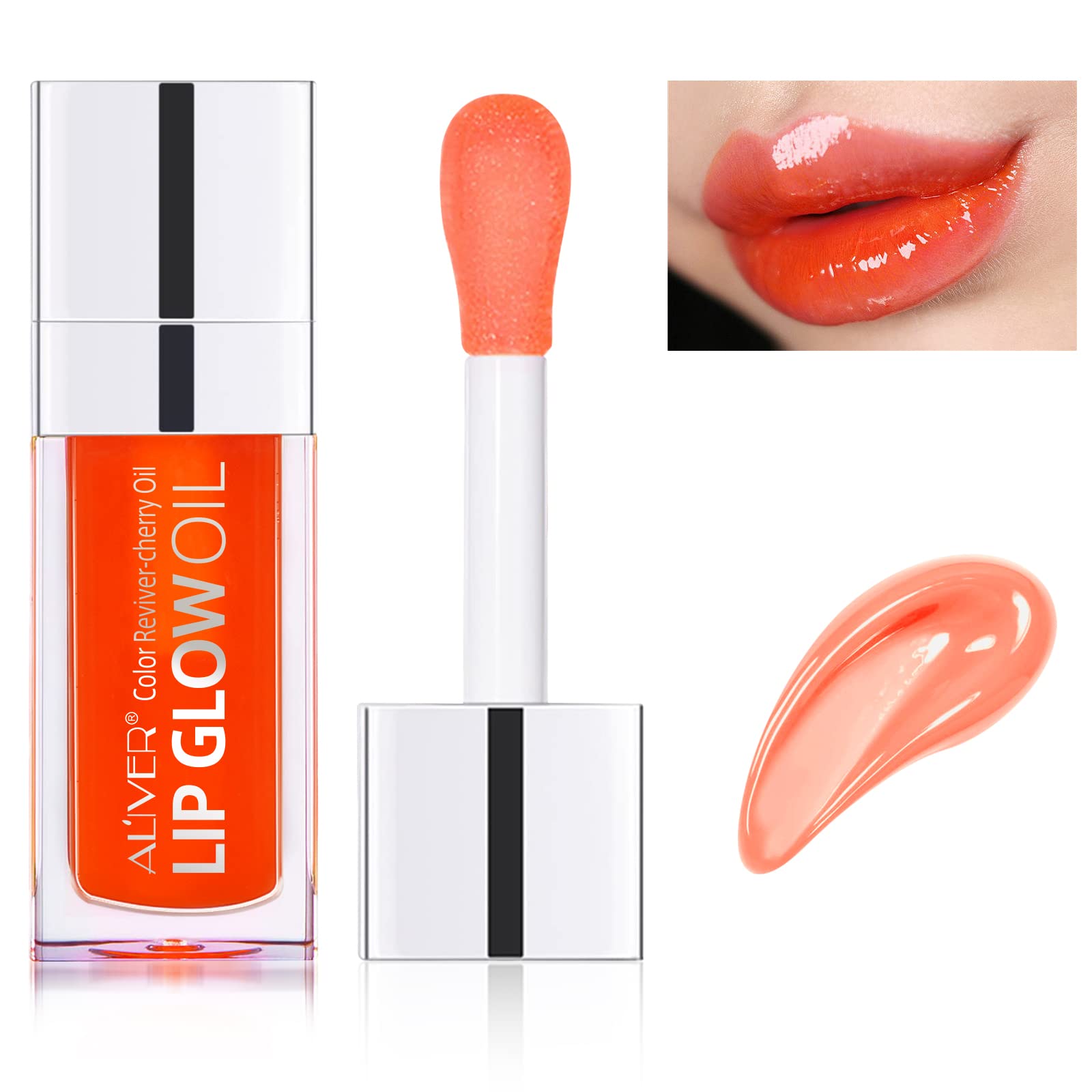 BieyocHydrating Plumping Lip Oil, Moisturizing Lip Gloss Tinted Lip Balm Lip Care Transparent Toot Lip Oil, Big Brush Head Glitter Shine Long Lasting Glow Oil Nourishing Non-sticky (#01 Raspberry)