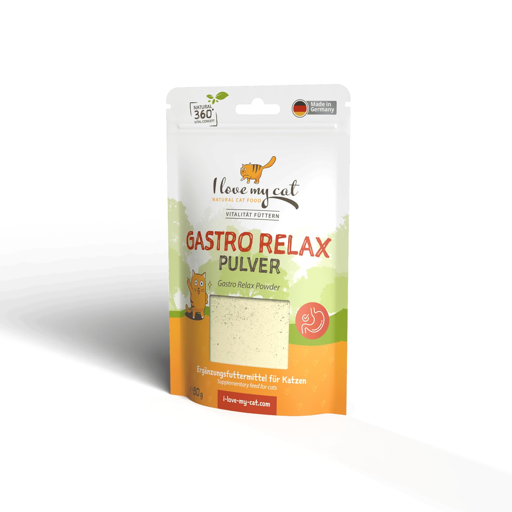 I Love My Cat – Gastro Relax Poudre pour Chats avec du lactosérum et de la pectine – 80 g. Complément Alimentaire pour Chats pour Un Soutien Naturel de la Digestion.