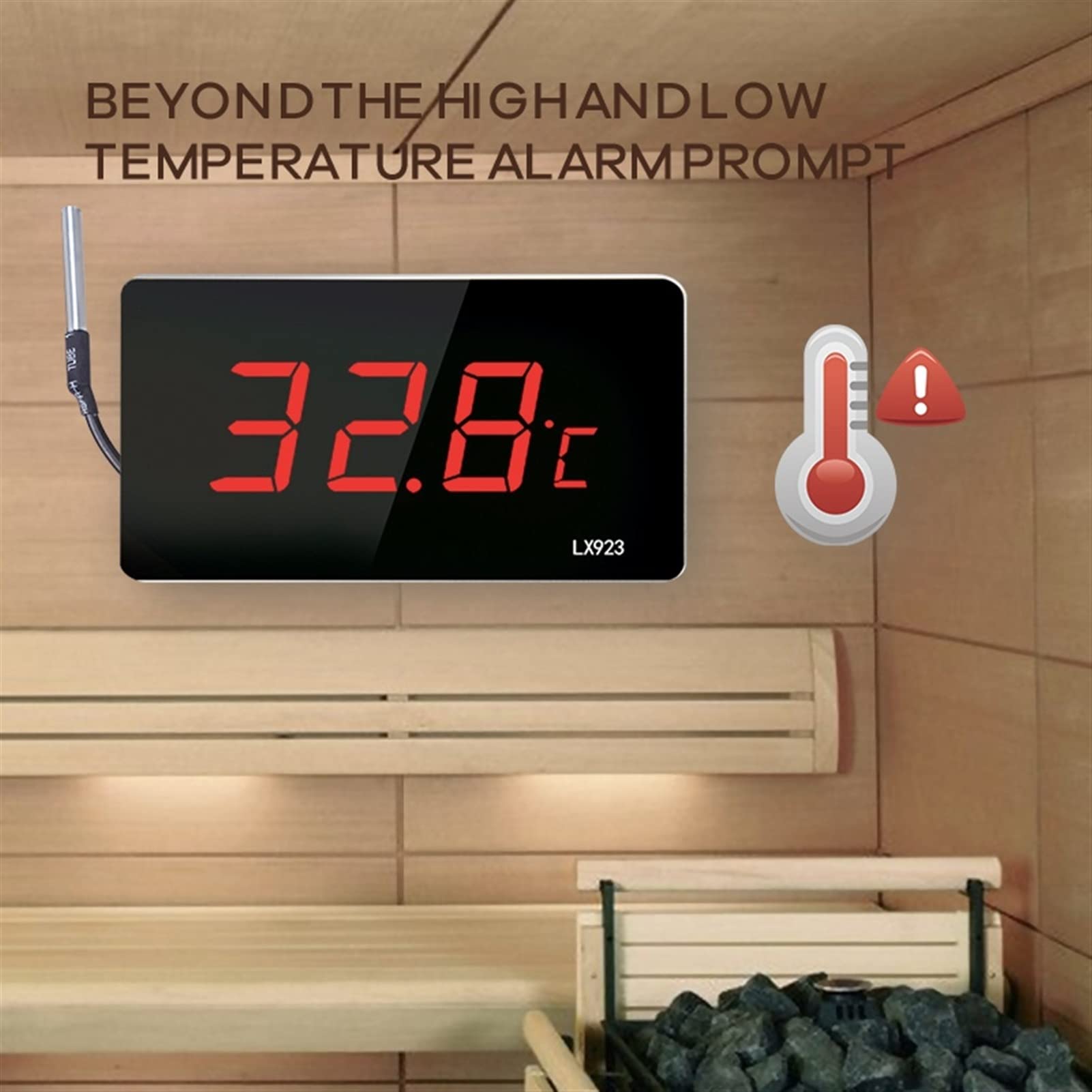 Termometro con Piscina con PORTATO Display e termometro sonda Impermeabile for Il misuratore di Temperatura Esterna del Serbatoio del Pesce dell'Acqua per Giardini (Color : LX923B)