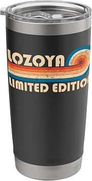 LOZOYA Retro 70s 80s Sunset Stripe Stainless Steel Insulated Tumbler