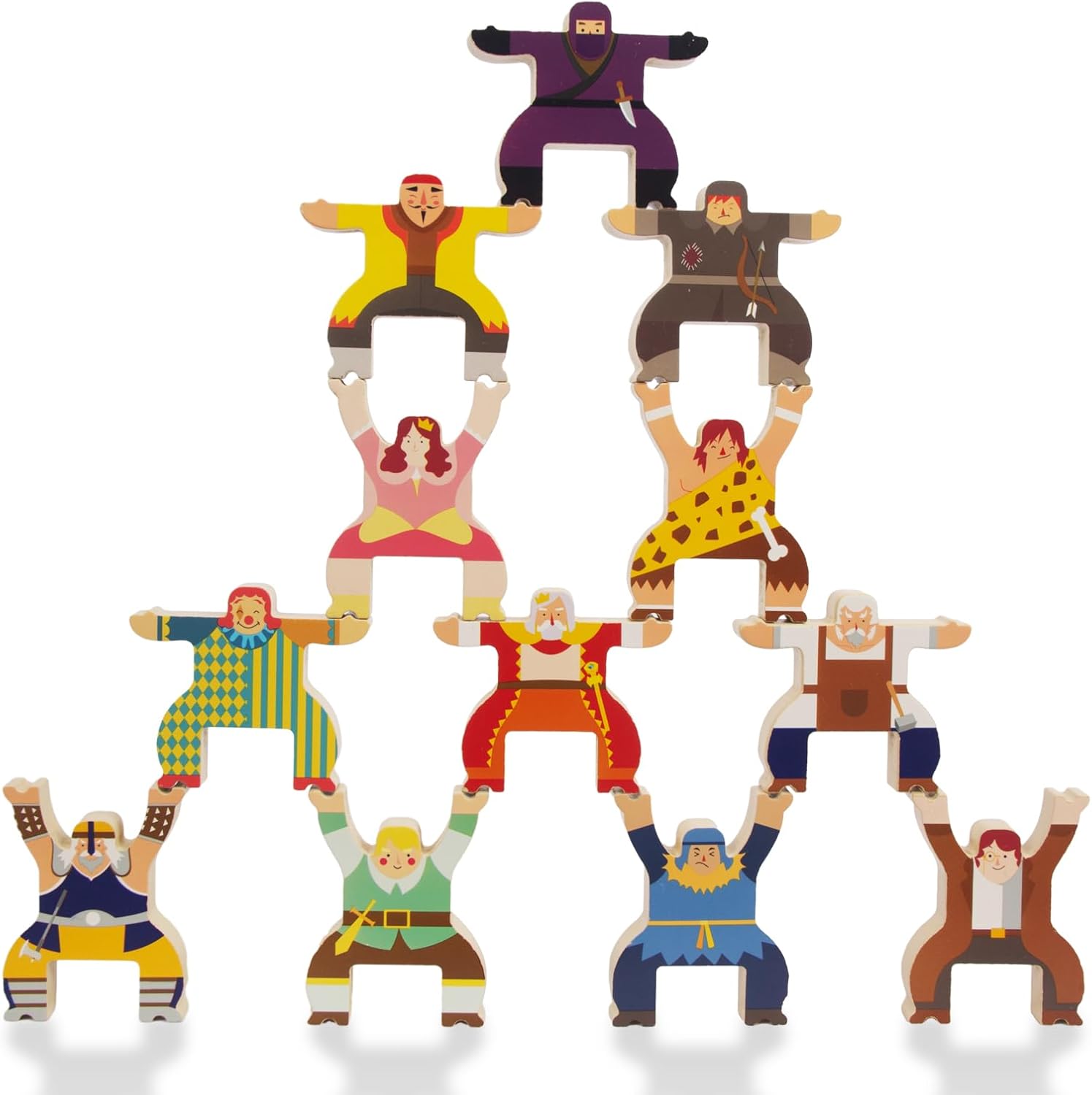 Wooden Stacking Toys,12Pcs Circus Hercules Acrobatic Troupe