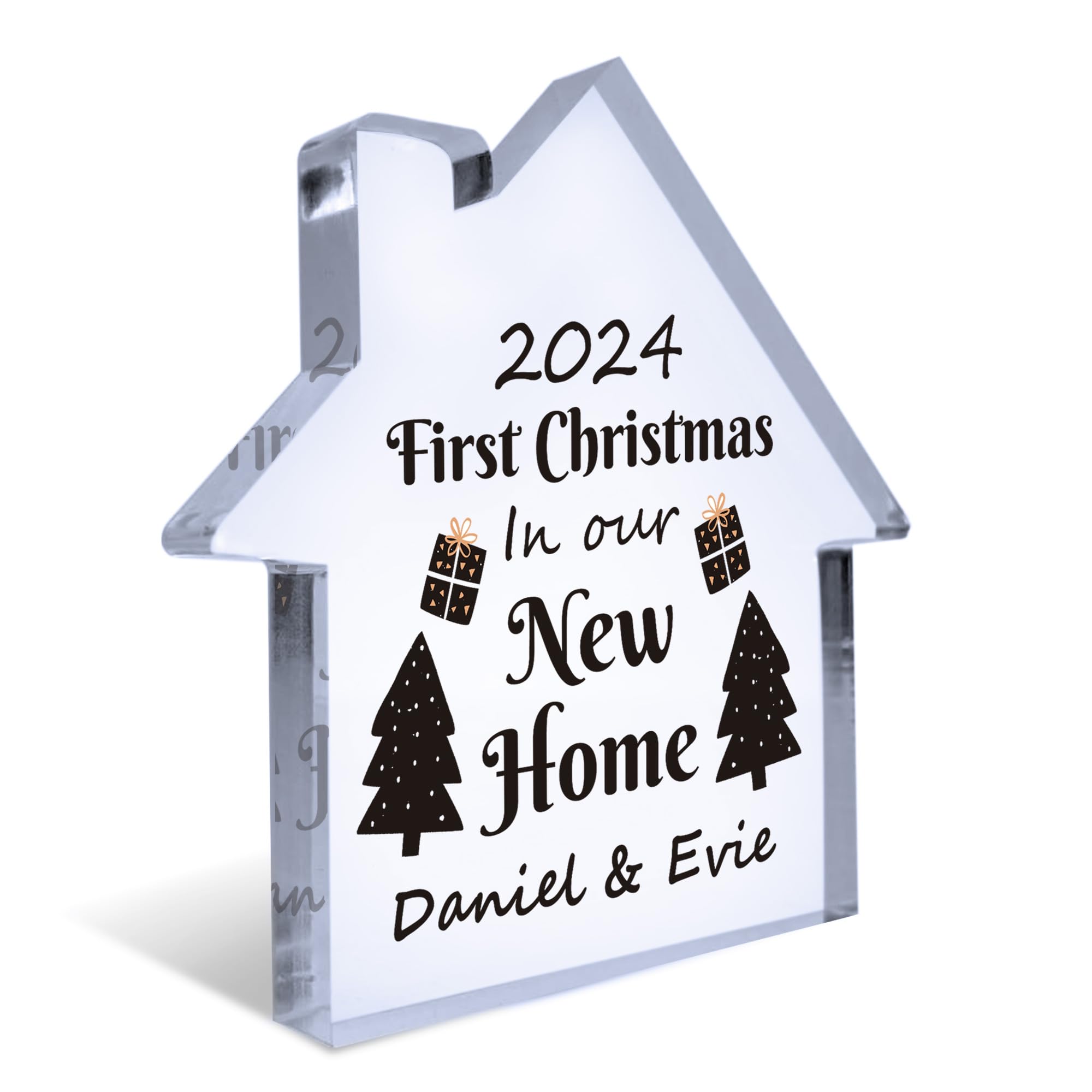 Red Ocean Personalised First Christmas In Our New Home Gifts for Friends Neighbour Couple Christmas Decoration Ornament For New House House Warming Gift Acrylic Plaque Keepsake Gift For Him Her