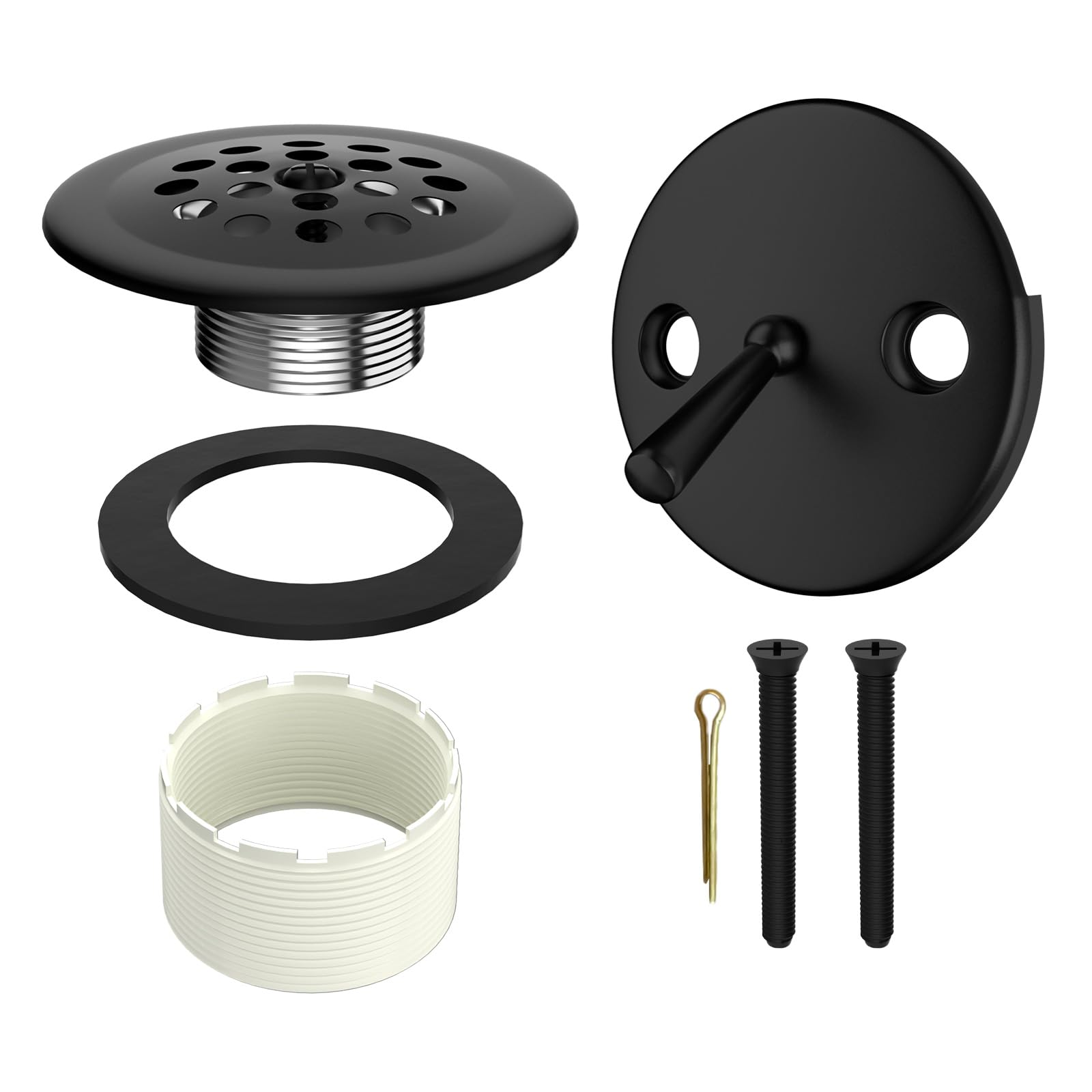 Paikalo Trip Lever Tub Drain Kit, Bathtub Drains Stopper Replacement Set with Trip Lever Overflow Faceplate, Strainer, No Putty Gasket and Matching