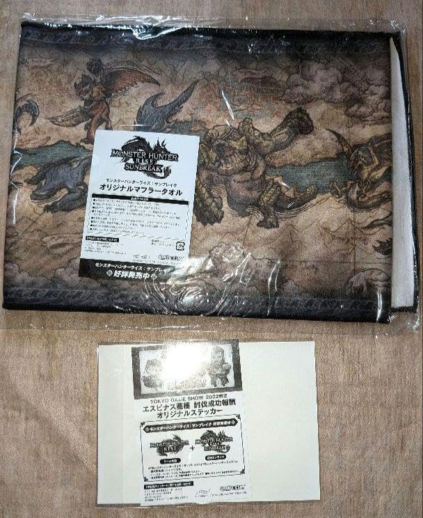 【非売品　新品未使用】東京ゲームショウ2022 モンハン　タオル　ステッカー 非売品 新品未使用】東京ゲームショウ2022 モンハン タオル