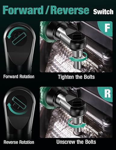 Miniatura 8 de KIMO Juego de llave de trinquete inalámbrica de 20 V, 38, 74 pieslibras 400 RPM, llave de trinquete eléctrica, llave de trinquete con batería con 7