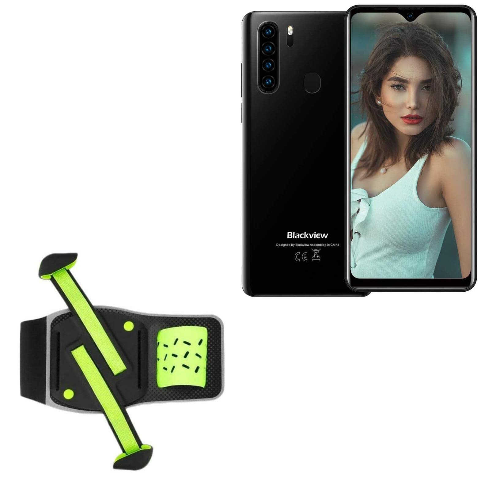 BoxWave Holster Compatible with Blackview A80 Plus - FlexSport Armband, Adjustable Armband for Workout and Running - Stark Green