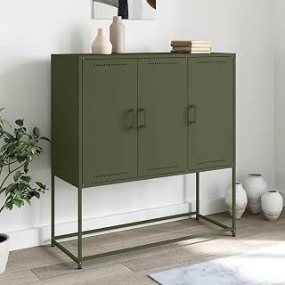 UJCHVHN Item-Highboard - Tabla alta de acero, 100,5 x 39 x 107 cm, color verde oliva
