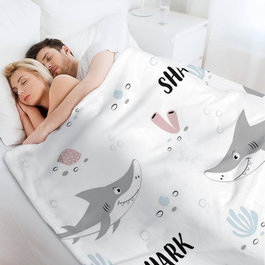 Amazon｜タオルケット 魚 サメ 鮫 ブランケット もうふ 毛布 夏