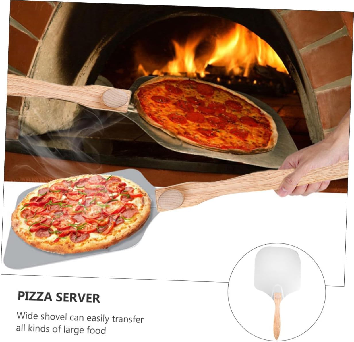 Sewroro Foldable Aluminum Pizza Peel with Wood Handle, Pizza Transfer Spatula for Baking, Restaurant and Home Oven Use, Includes Protective Paper Box Random Color