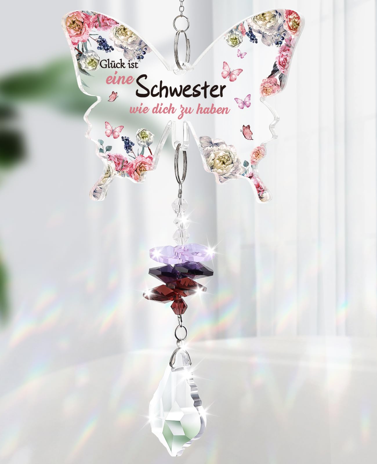 Tulolvae Schwester Geschenk, Kristalle Sonnenfänger Glücksbringer Geburtstagsgeschenk für Beste Schwester, Weihnachten Geburtstag Hochzeitstag Abschluss Geschenke für Frauen