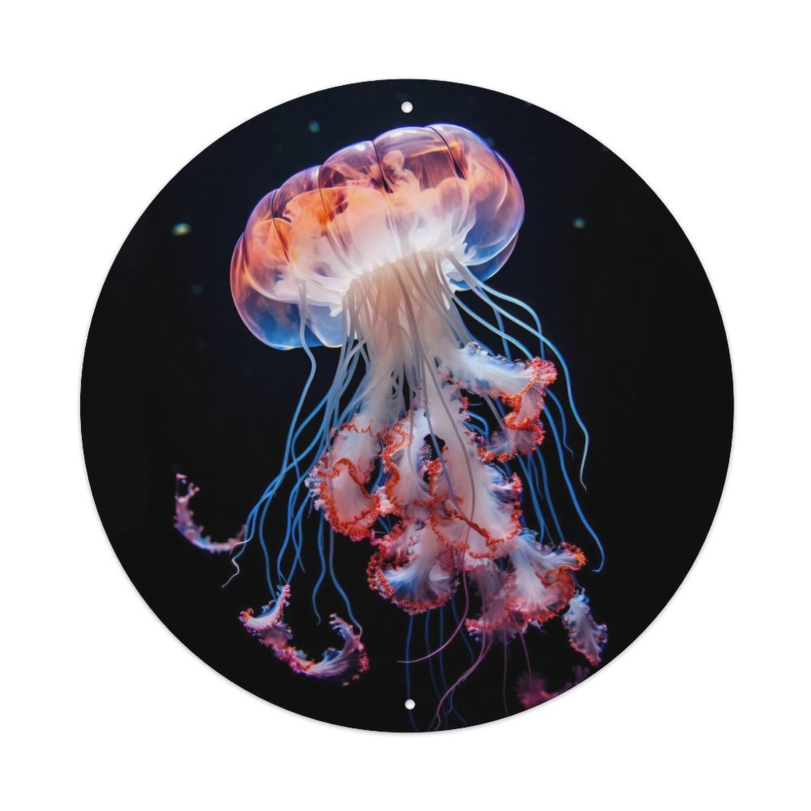 Marine Animals, Moon Jellyfish with Abstract Gradient And Bioluminescent Deep Sea Vintage Metal Tin Sign Plaque Wall Decor for Cafe, Club Bar, Office, Garden Metal Poster 8x8Inch