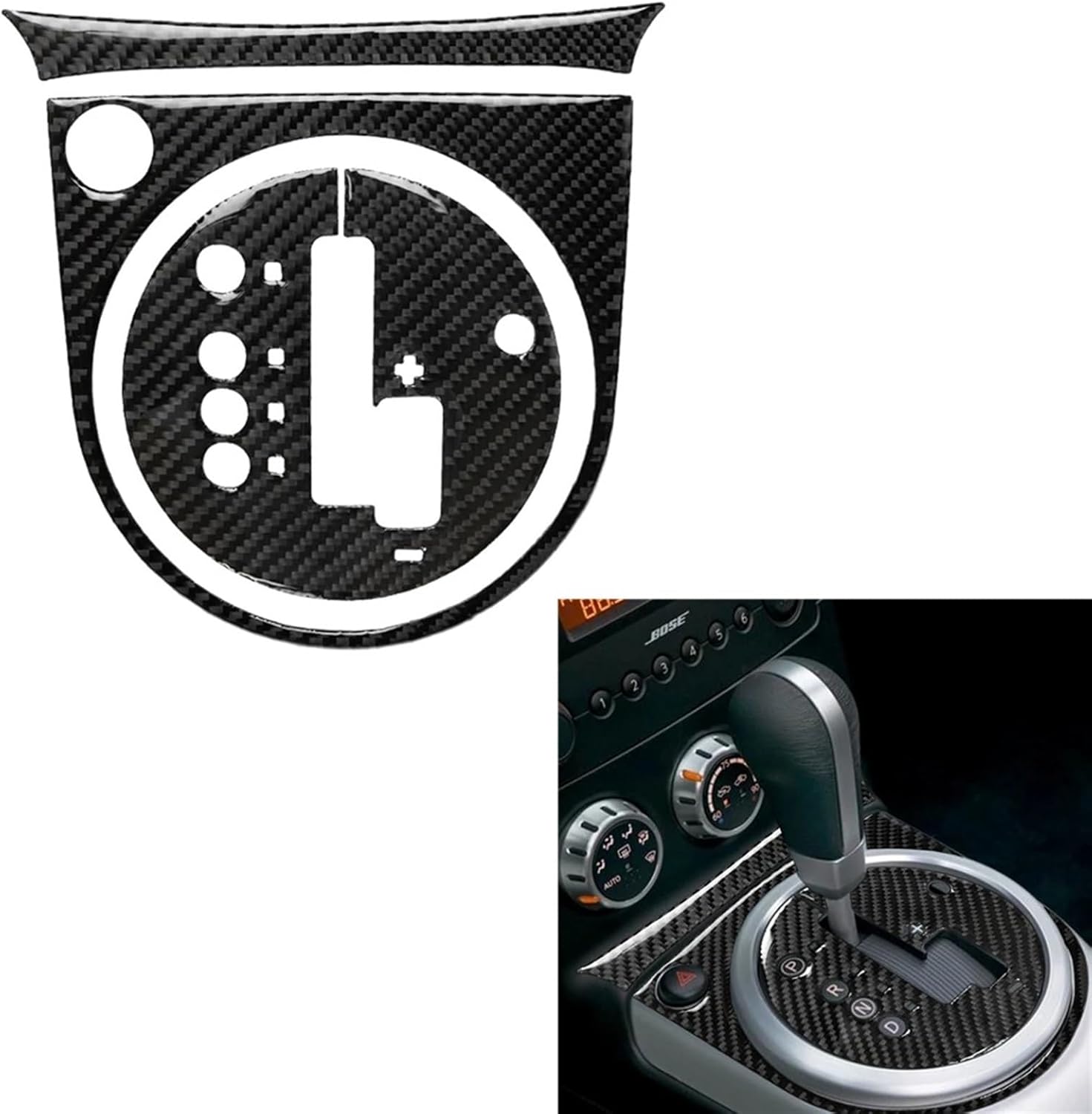 for Nissans 350Z 2006-2009 Carbon Fiber Gear Shift Box Panel Frame Trim Cover Automatic Gearbox Transmission Hole Sticker Strip