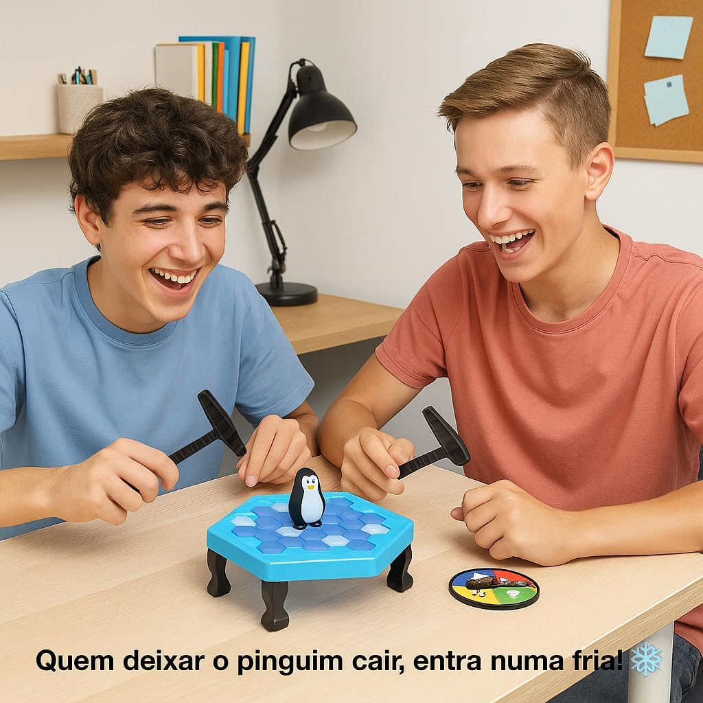 Jogo Tabuleiro Infantil Brinquedo Quebra Gelo Neve Pinguim Numa Fria Educativo (Grande)