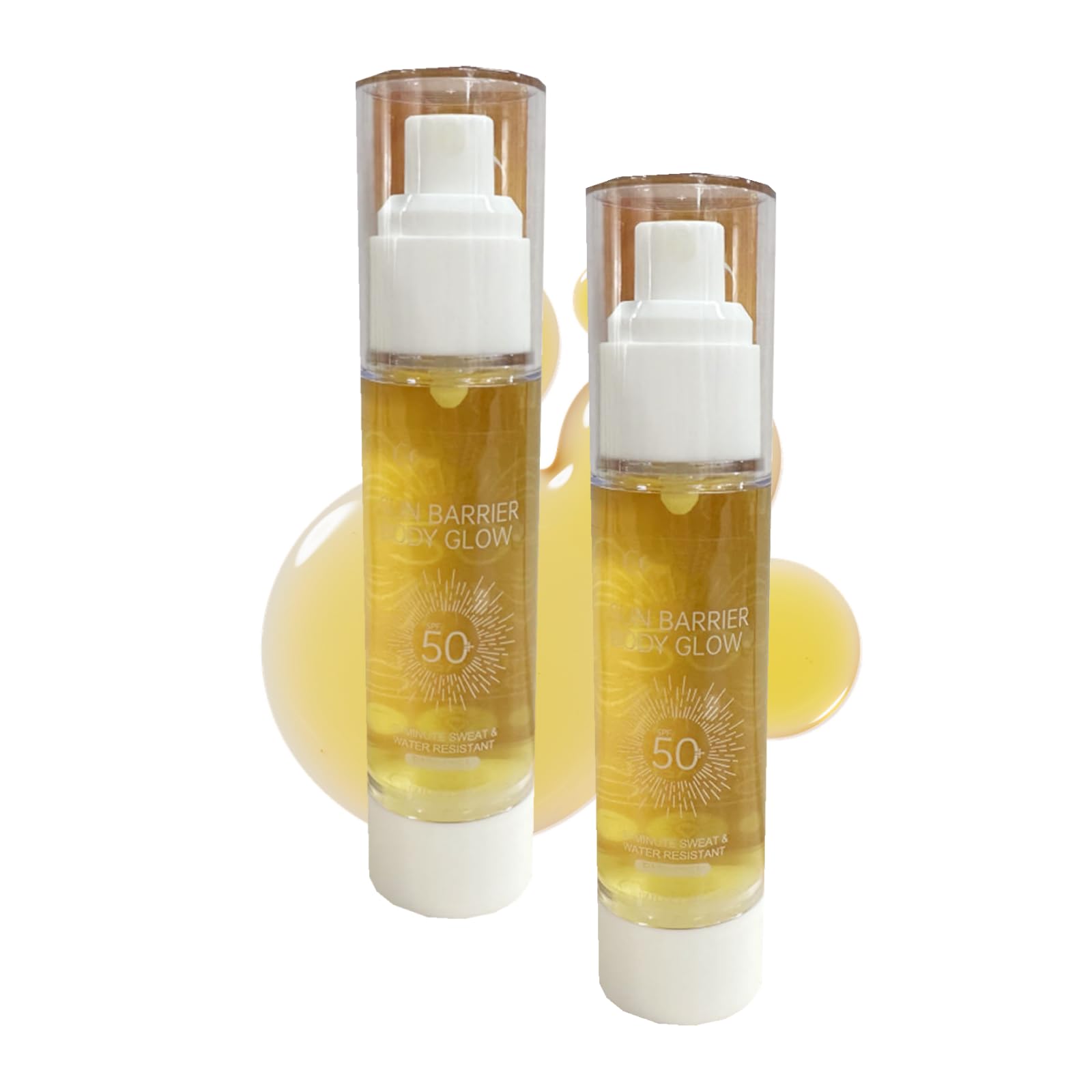 Gloss Body Oil, SPF 50+, Enriched with Avocado, Coconut Oil & Vitamin E, Broad Spectrum Sunscreen Protection UV Rays Protection, Sunscreen Gloss Oil Waterproof, Watery Texture (2pc)