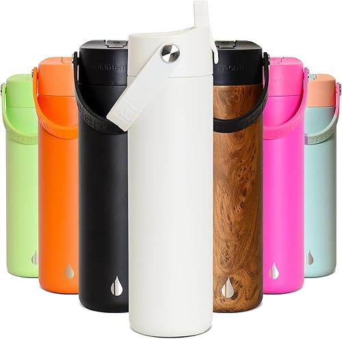 Miniatura 106 de Elemental Botella de agua aislada de 40 onzas con pajilla, botellas de agua con núcleo de acero inoxidable 100% a prueba de fugas para viajes,