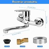 Kran kuchenny, montaż ścienny, kran ścienny, obracany o 360°, armatura ścienna, zimna i gorąca, jednouchwytowa bateria mieszakowa, bateria mieszakowa, 24 cm ramię obrotowe, chrom