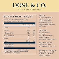 Vista 2 de Dose & Co - Crema de péptidos de colágeno sin lácteos, vainilla, polvo, apto para dieta cetogénica, péptidos de colágeno tipo I y III, leche de coco