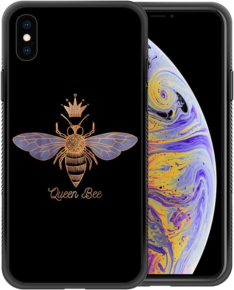 ZHEGAILIAN Compatible with iPhone Xs Max Case,Pattern Design Hard PC Back Cover Non-Slip Soft TPU Protective Case for iPhone Xs Max for Women 6.5inch-Queen Bee
