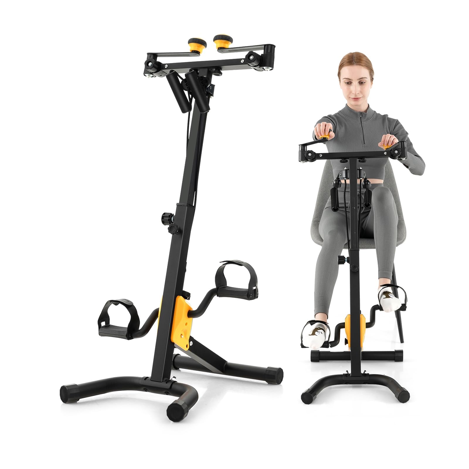 KOMFOTTEU Heimtrainer Fahrrad Multifunktional für Senioren, Pedaltrainer Arm- und Beintrainer, verstellbare Höhe & Widertandstufen, Bewegungstrainer Fitnessbike