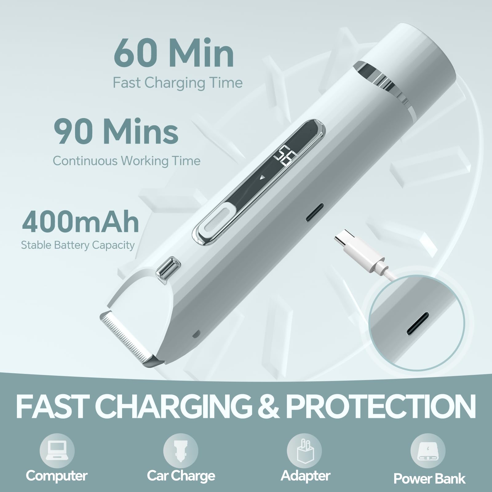 Heapsion Rasoir électrique 2 en 1 à double tête pour femme - Rasoirs électriques indolores pour peau de soie, rasoir sans fil avec lame en céramique pour aisselles, jambes, bras, visage, cadeau idéal