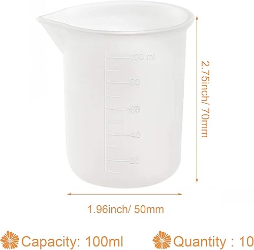 Miniatura 4 de Woohome 10 tazas medidoras de silicona para resina epoxi, taza medidora de silicona de resina flexible de 3.4fl oz, tazas mezcladoras epoxi con