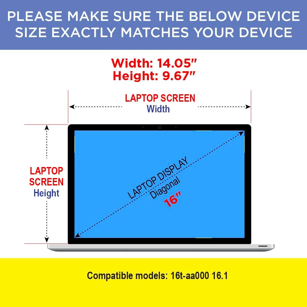 Matte Anti Glare Screen Protector for HP Spectre x360 2 in 1 Laptop 16t aa000, 16.1 inch - 16t-aa000 16.1 2 PACK