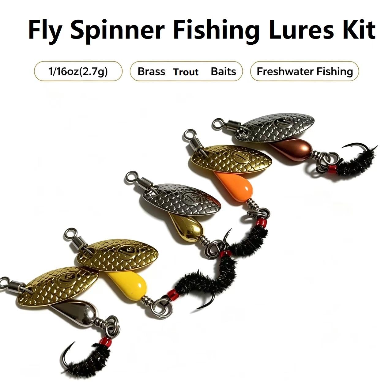Trout Spinners, Fly Trout Fishing Lures for Bass Salmon Pike, Fishing Spinner Kit Smallmouth Bass Lures with Brass Spinner for Lake River Fishing (Style A-0.1oz/5PCS) : Sports & Outdoors