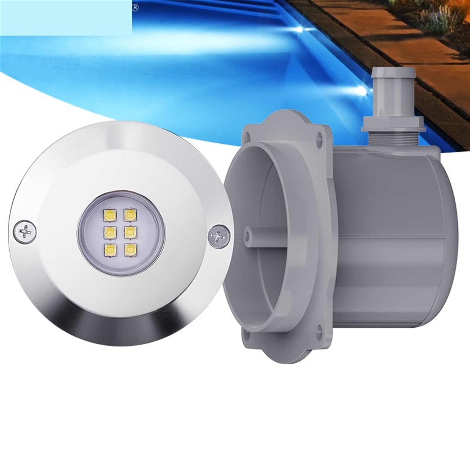 EDEDE Luci Piscina, Luce Subacquea Luce Bianca Colore Giallo LED Luce Subacquea 12/24 V CC CA Faretto for Piscina(Warm White,45W)