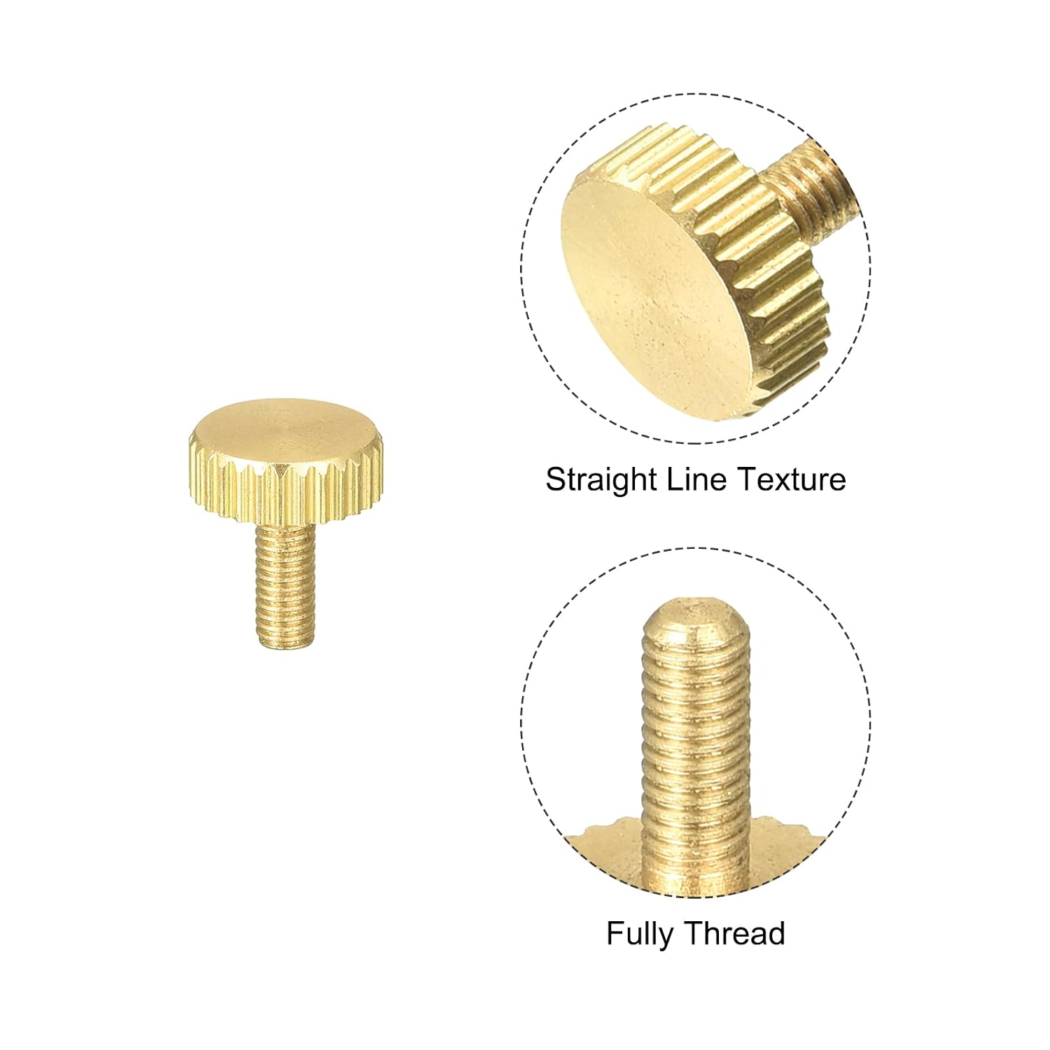 uxcell Knurled Thumb Screws, M3x8mm Flat Brass Bolts Grip Knobs Fasteners for Home, Electronic, Machine 8Pcs