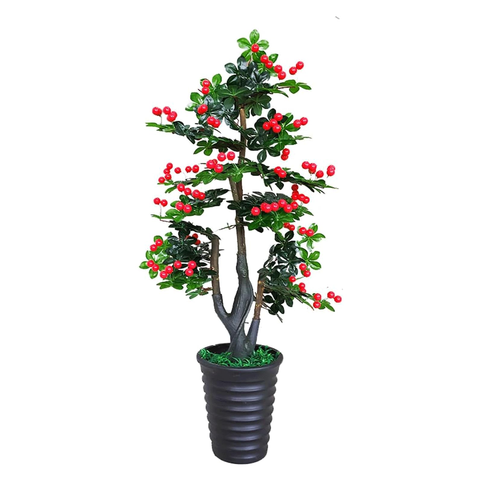 HCZKIUJY 130cm/4.2ft Artificial Trees Potted Cherry Fruit Tree Fake Tree Floor Standing Artificial Plant Indoor Outdoor Faux Plant