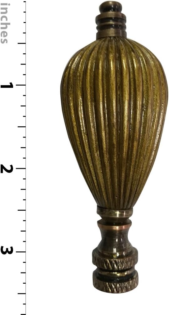 Royal Designs Vase Shaped 3.5" Lamp Finial for Lamp Shade, Antique Brass (Pack of 2)