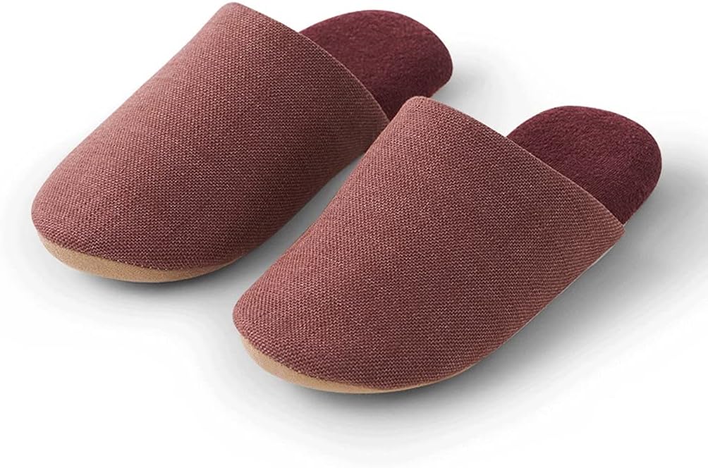 HOTRA Ladies Indoor Slippers, Silent Suede Soles, Non-Slip Soles, Household Wooden Floors, Women's Bedroom Cotton Slippers, Men's Machine Washable (Color : Wine red, Size : 36-37EU)
