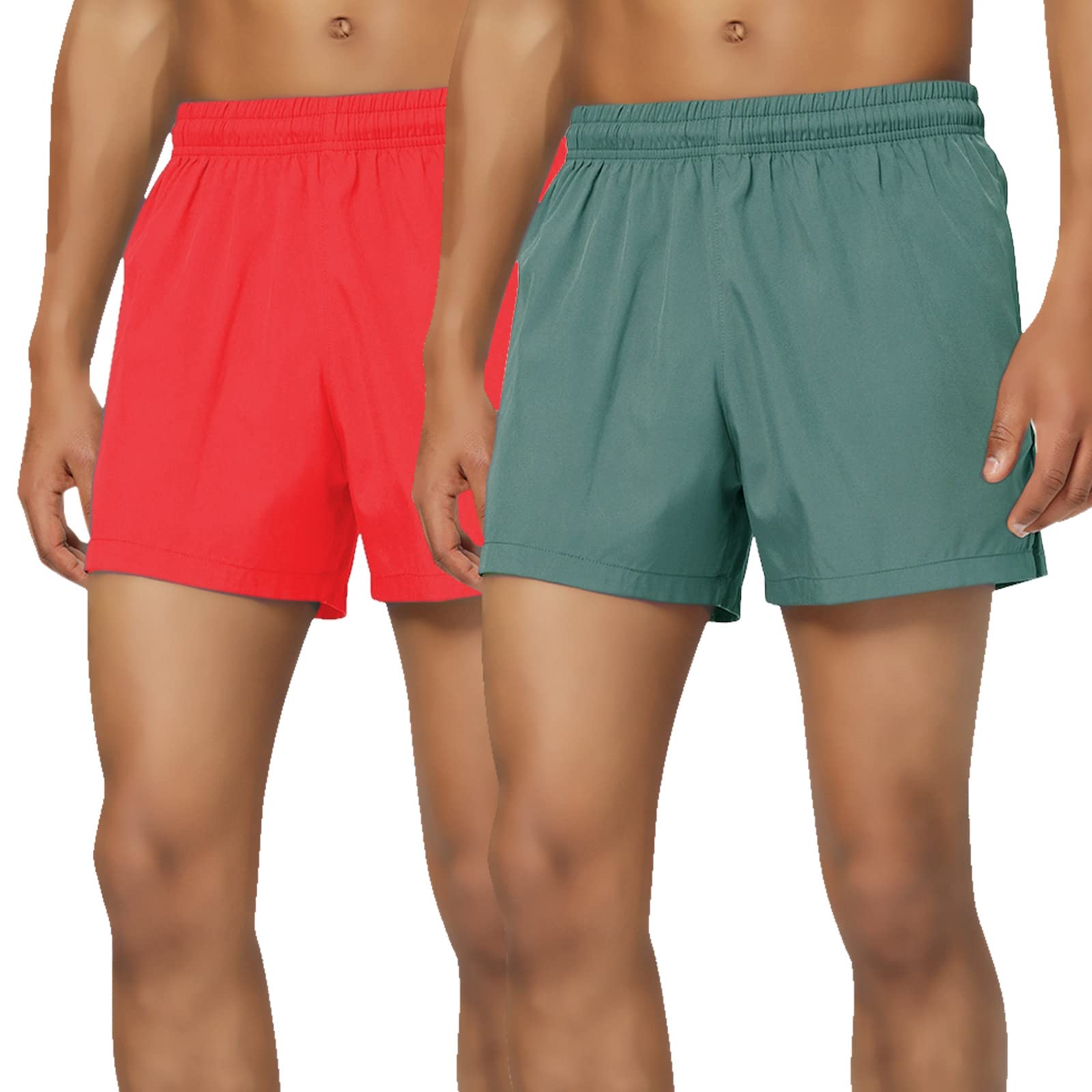 BOOMCOOLMens Shorts Mens Running Shorts Gym Athletic Workout Shorts 3 inch 2 Pack with Zipper Pockets