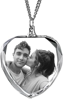 Custom Crystal Photo Necklace, 2D/3D Customized Valentines Day Gifts for Her as a Timeless Couple Keepsake